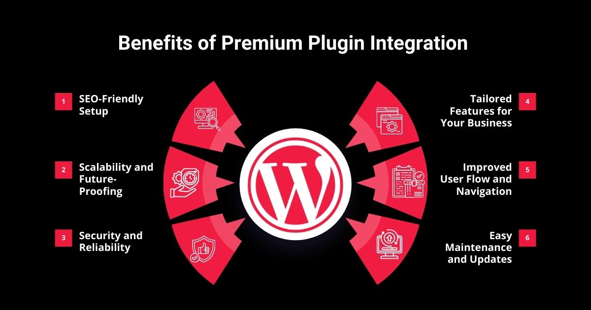WordPress premium plugin integration benefits infographic